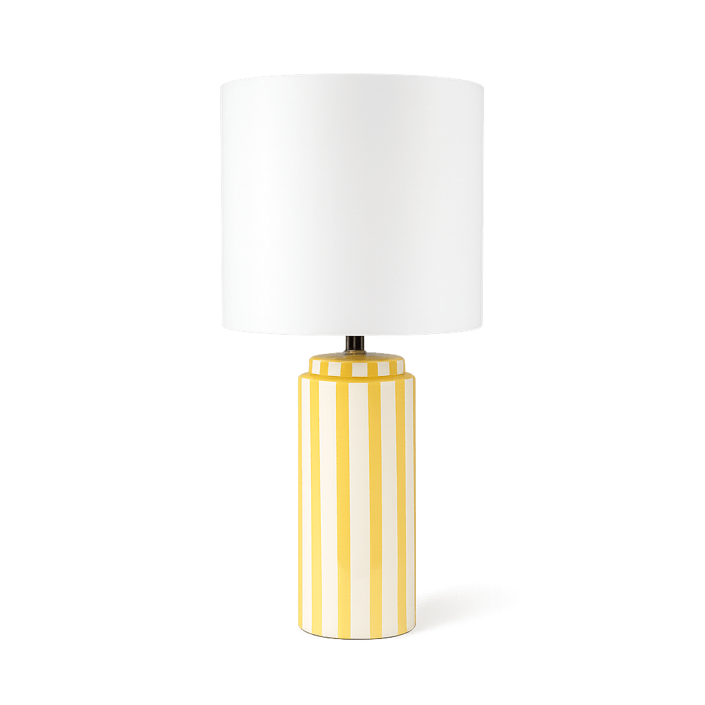 Faro 50cm Geel/wit tafellamp Van Nordic Lighting - Faro is een stijlvolle tafellamp die een klassieke vorm combineert met een grafische uitstraling.