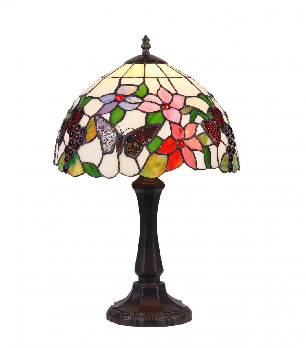 Bali 45cm Veelkleurig Van Norrsken Design - Bali is een klassieke Tiffanylamp met een prachtig ontwerp met vlinders, fruit en bloemen in verschillende kleuren.