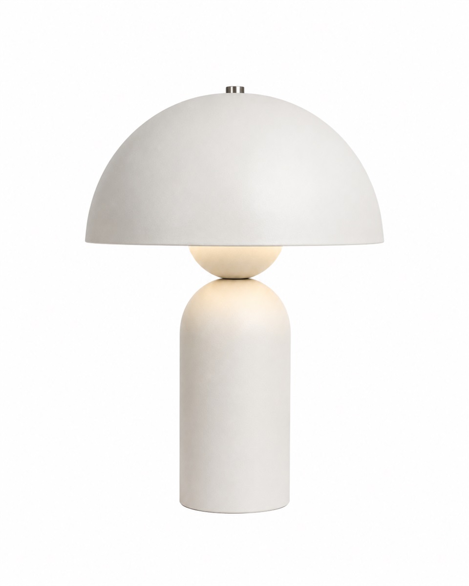 Capello 35cm Wit tafellamp Van Nordic Lighting - De lamp heeft een ronde kap en een zacht gevormde voet die een harmonieuze balans tussen de vormen cre&euml;ert.