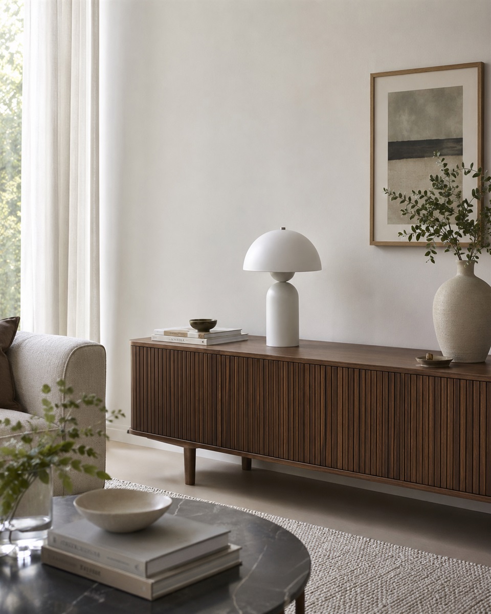 Capello 35cm Wit tafellamp Van Nordic Lighting - De lamp heeft een ronde kap en een zacht gevormde voet die een harmonieuze balans tussen de vormen cre&euml;ert.