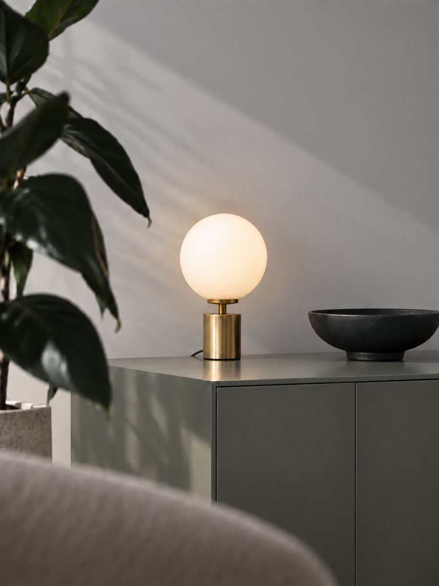 Ballon 24cm Messing tafellamp Van Herstal - Ballon past perfect op een bijzettafel, in een vensterbank of op een bureau, waar het zelfs in uitgeschakelde toestand een decoratief detail in het interieur vormt.