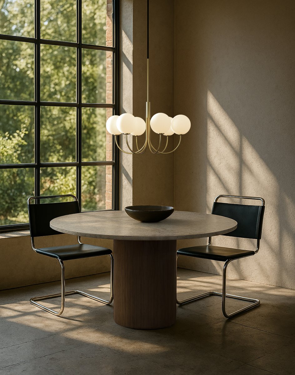Ballon Ø60 Messing hanglamp Van Herstal - Ballon brengt een warme gloed met een zelfverzekerde uitstraling in elke ruimte.