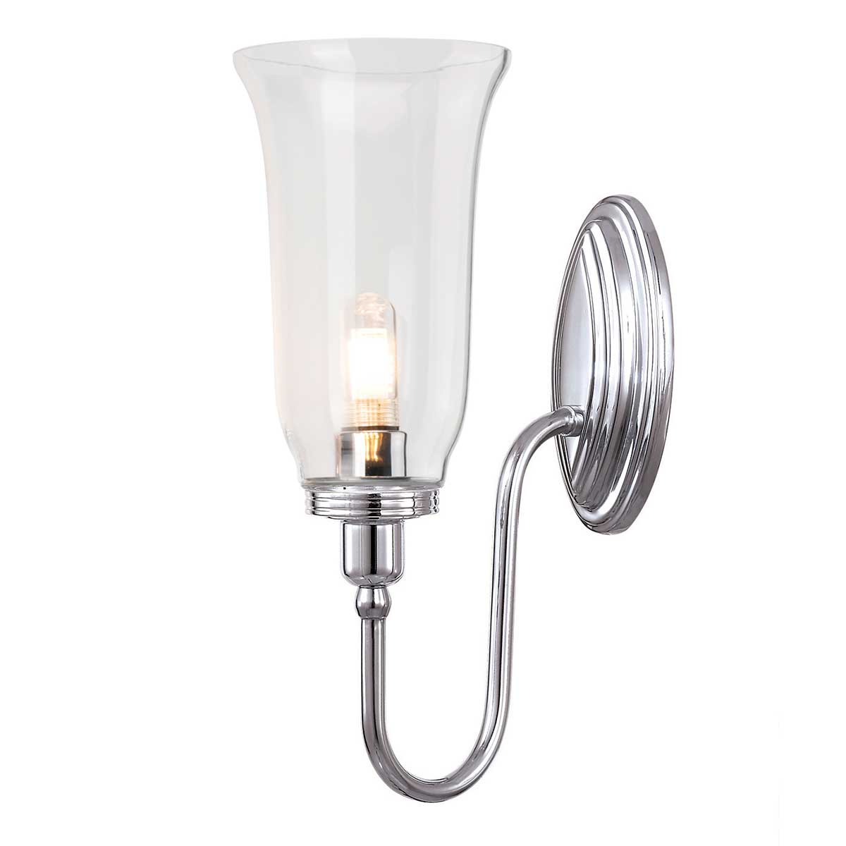 Blake 34cm Gepolijst chroom badkamerlamp Van Elstead Lighting - De lamp is verkrijgbaar in verschillende stijlen en glasuitvoeringen en wordt aangeboden met oppervlakken in gepolijst chroom, gepolijst nikkel en gepolijst messing.