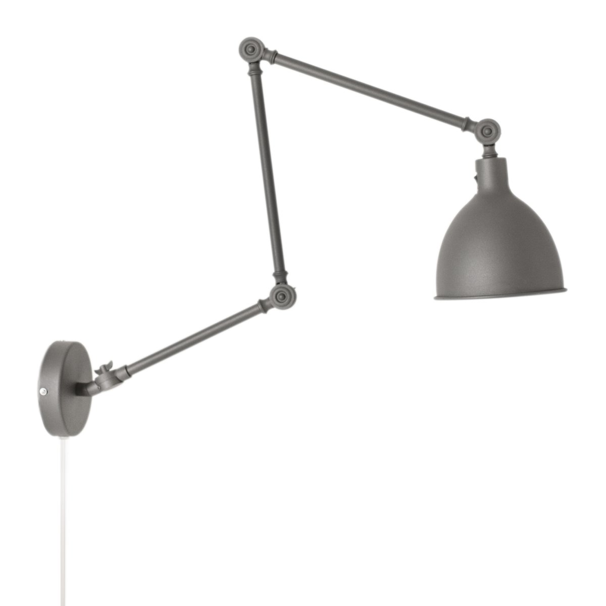 Bazar 122cm Grijs wandlamp Van By Rydéns - Dankzij de buigzame scharnieren en de richtbare lampkop is Bazar ideaal als leeslamp in de slaapkamer en als lichtbron boven het aanrecht in de keuken.