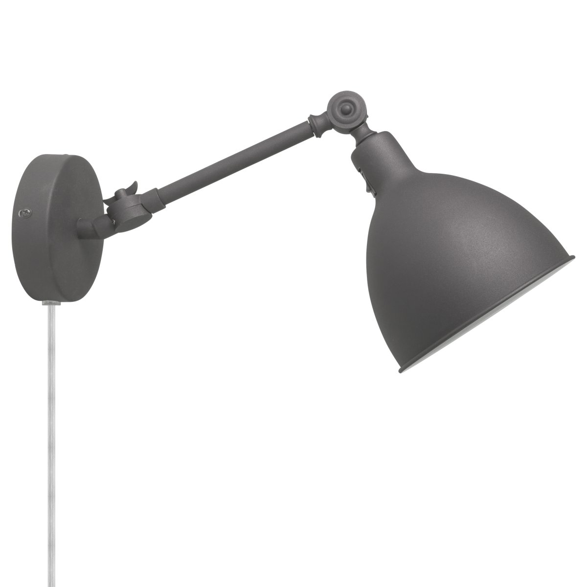 Bazar mini 50cm Grijs wandlamp Van By Rydéns - De Bazar mini wandlamp is een aanvulling op de Bazar familie; een kleiner en makkelijker te plaatsen model dat zowel geschikt is als leeslamp in de slaapkamer, maar ook als extra licht boven de kookboeken in de keuken!