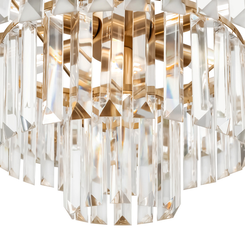 Revero Ø50 Messing kristal Van Maytoni - Een perfect interieurdetail om een luxe gevoel te cre&euml;ren in de hal, woonkamer of boven de eetkamer - waar het zowel als lichtbron als versiering aan het plafond fungeert.