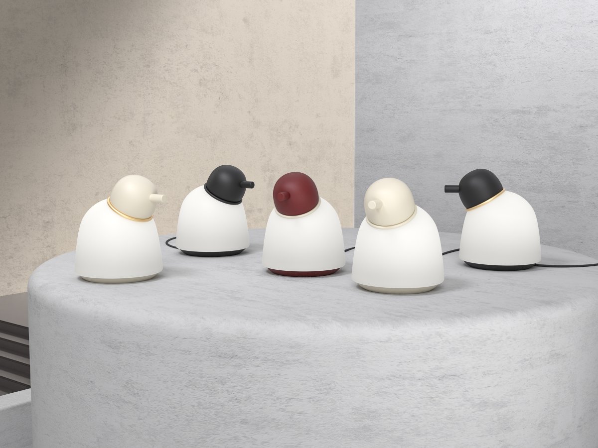 Bird 22cm Donkerrood tafellamp Van Belid - 