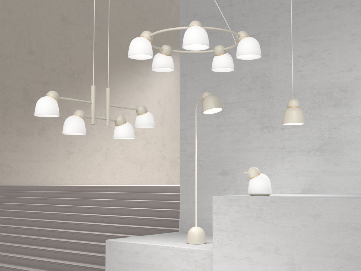 Bird Zand/messing vloerlamp Van Belid - 