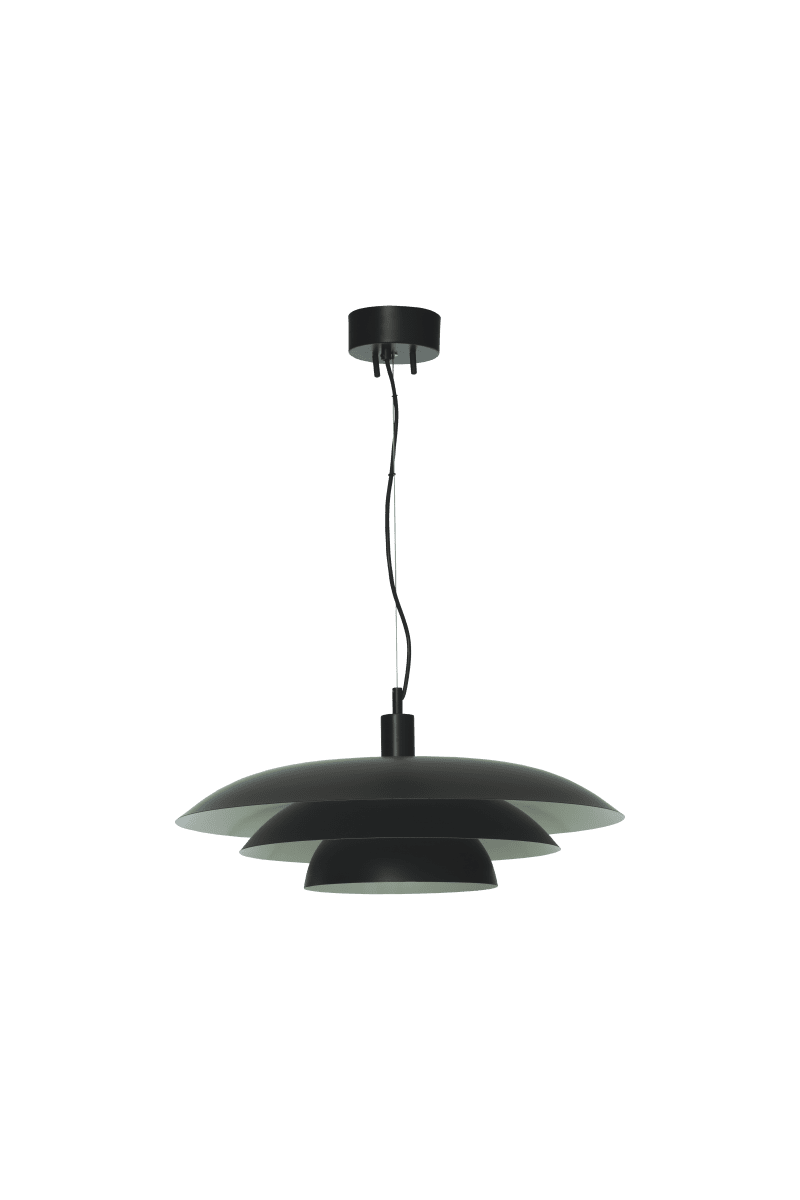 Epsilon Ø56 Zwart hanglamp Van Aneta Lighting - De onderkant van de kap is wit voor een gelijkmatige en aangename lichtverdeling.