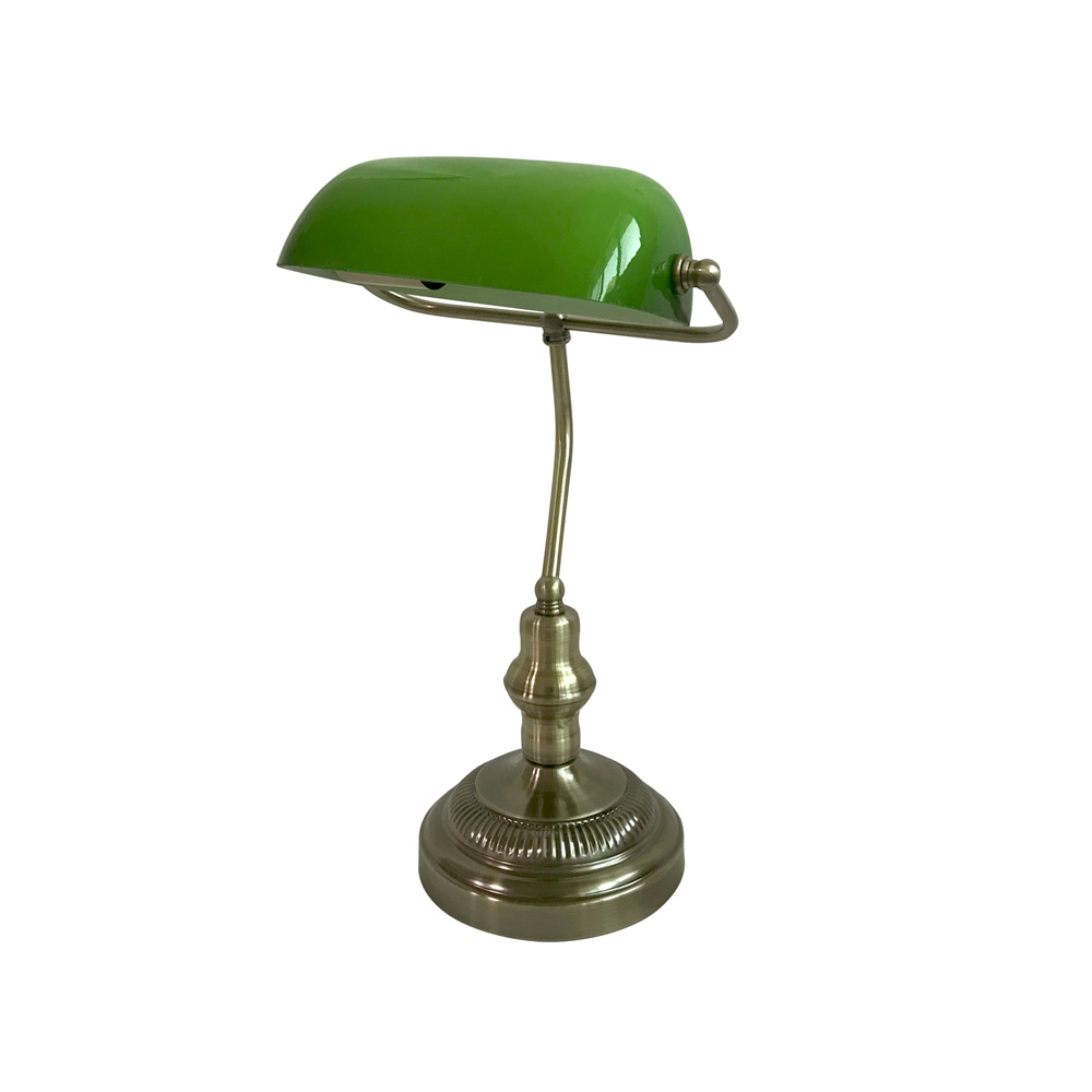 Boa 40cm Antiek messing bureaulamp Van Lampan - De Boa tafellamp is een tijdloze klassieker in vintage design, gemaakt van metaal en glas.