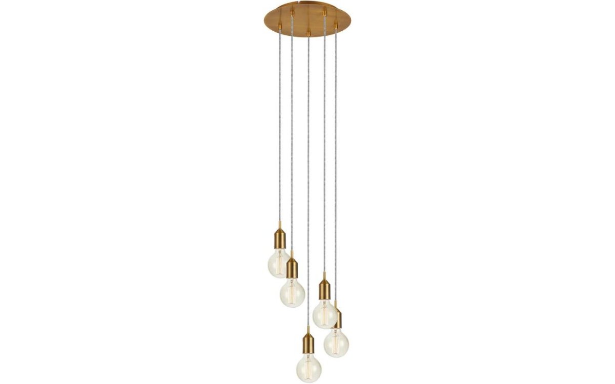 Bronx Ø32 Bronzen hanglamp Van Markslöjd - Elke fitting heeft een zwart/wit textielsnoer van 1,5 meter, waardoor je de lampen eenvoudig in hoogte kunt verstellen.