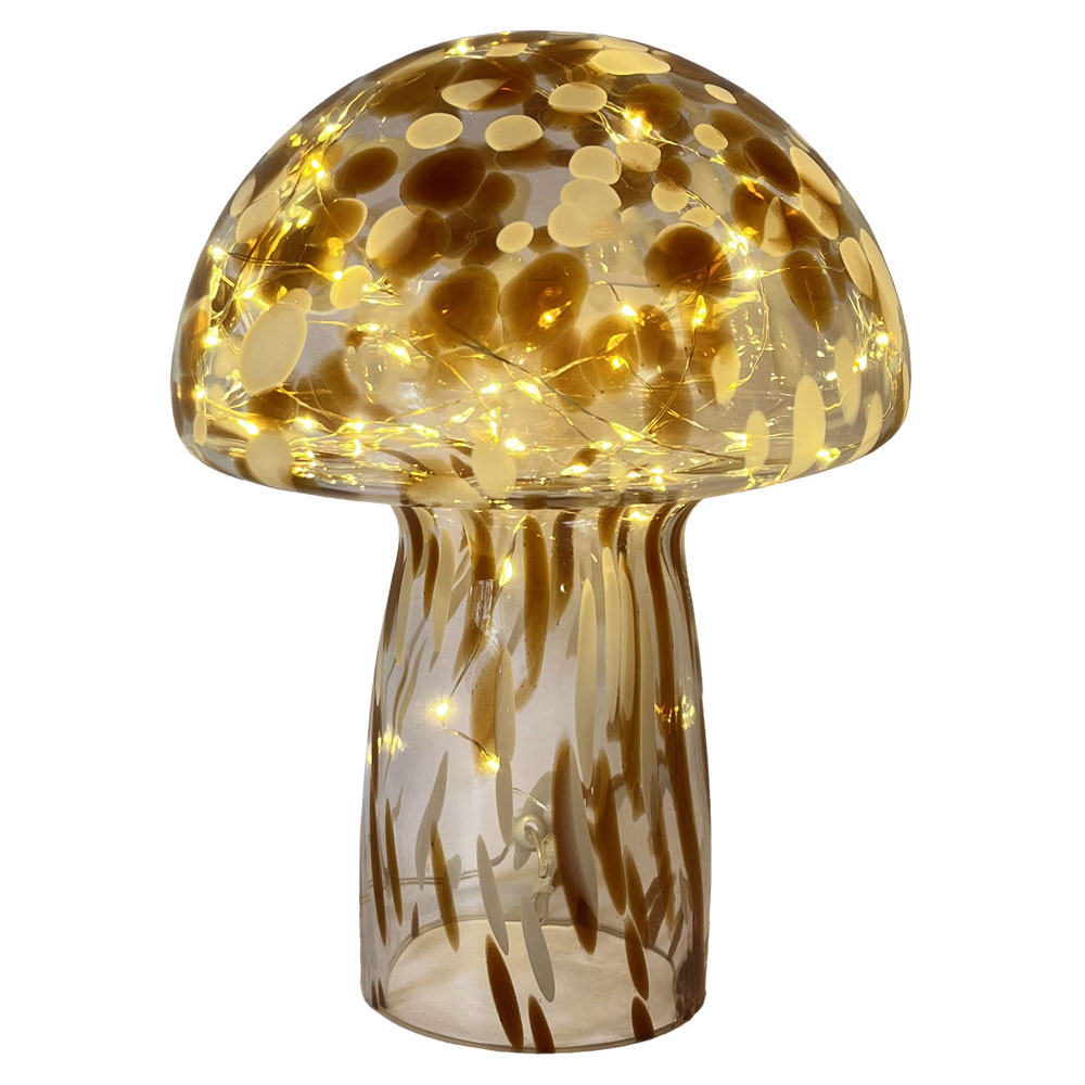 Mushroom 23cm Bruin tafellamp Van Pixie Design - De paddenstoellamp van Pixie Design heeft een prachtig design met een gemarmerd oppervlak in bruin en wit.