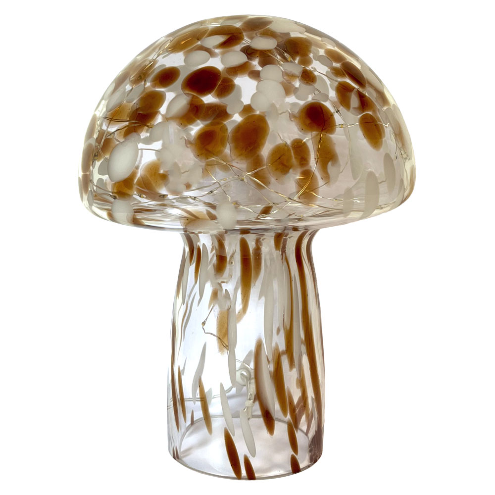 Mushroom 23cm Bruin tafellamp Van Pixie Design - De paddenstoellamp van Pixie Design heeft een prachtig design met een gemarmerd oppervlak in bruin en wit.