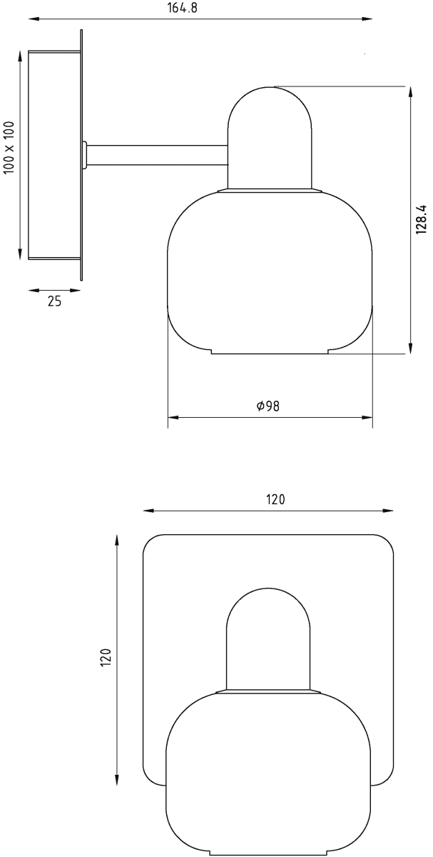 Messina Ø10 Chroom badkamerlamp Van Aneta Lighting - Wandlamp Messina in chroom met opaalwitte gecanneleerde glazen kap.