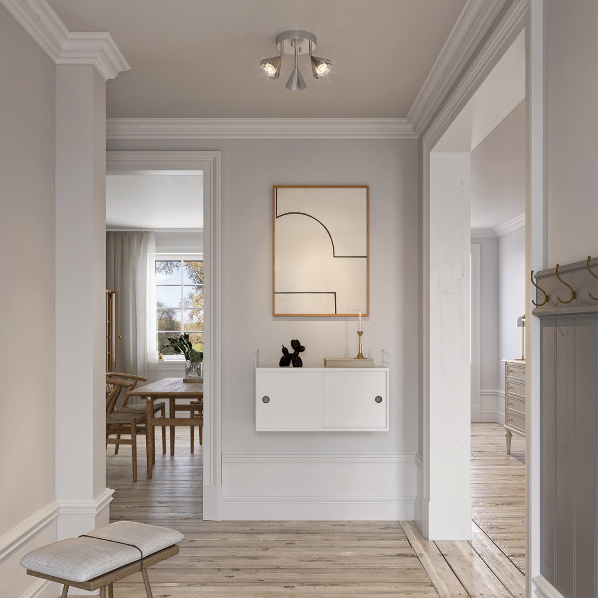 Rain 3 Zilver spot Van CO Bankeryd - De plafondlamp verspreidt een egaal licht dat een aangename sfeer cre&euml;ert en door de stijlvolle vorm is het een discreet maar elegant detail in allerlei interieurs.