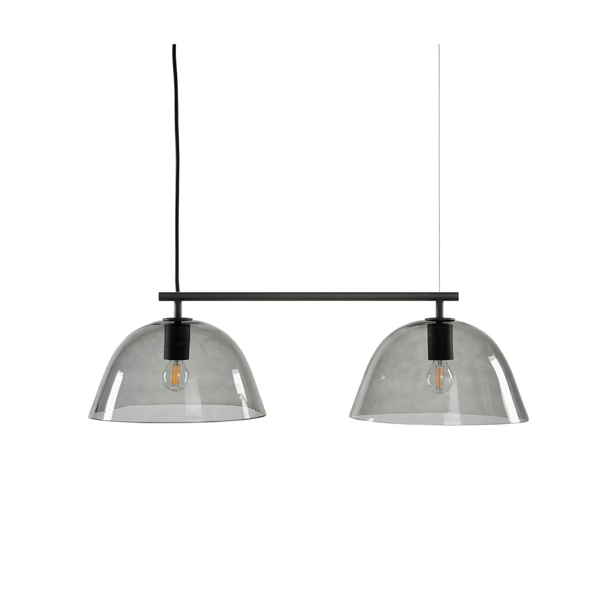 Wendo 70cm Zwart hanglamp Van CO Bankeryd - De Wendo plafondlamp geeft met zijn kappen van gerookt glas een sprankelend, warm en zacht licht aan de kamer.