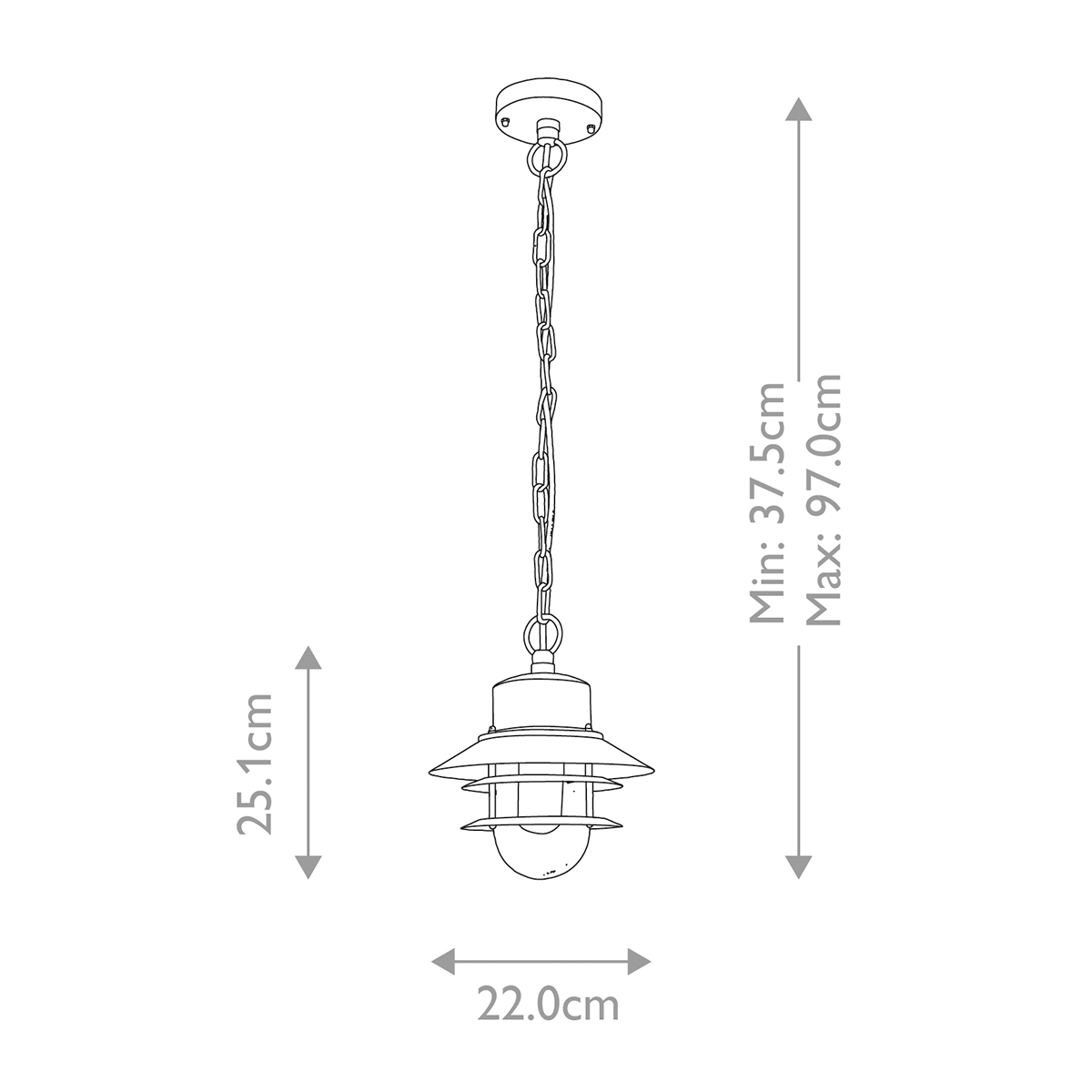 Copenhagen Ø22 Zwart Van Elstead Lighting - Tillverkad av rostfritt st&aring;l i svart finish och glas, erbjuder den en h&aring;llbar och v&auml;dert&aring;lig konstruktion som passar perfekt f&ouml;r entr&eacute;er, altaner och verandor.