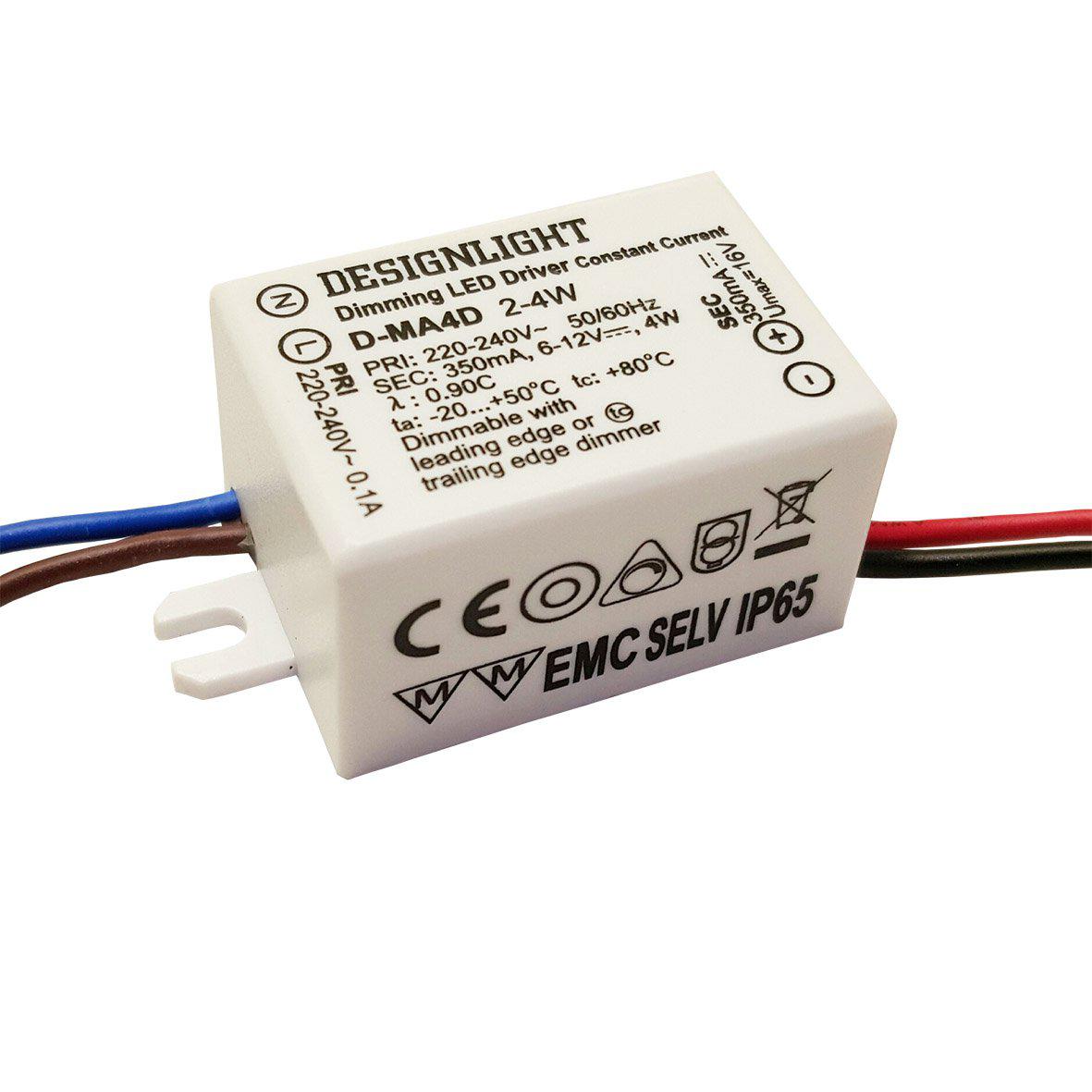 D-MA4D dimbare driver Van Designlight - Een 4W-driver in een minimalistisch ontwerp, uitstekend geschikt voor installatie in een A/B- of ROT-doos, of voor montage met schroeven aan de buitenkant.