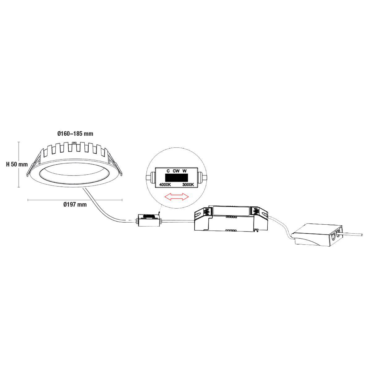 City Downlight 16/20/24W Wit Van Designlight - Wij raden af om de armatuur met een hogere stroomsterkte dan de voorgeprogrammeerde waarde te gebruiken, aangezien dit de levensduur kan verkorten en de levensduur van de armatuur kan be&iuml;nvloeden.