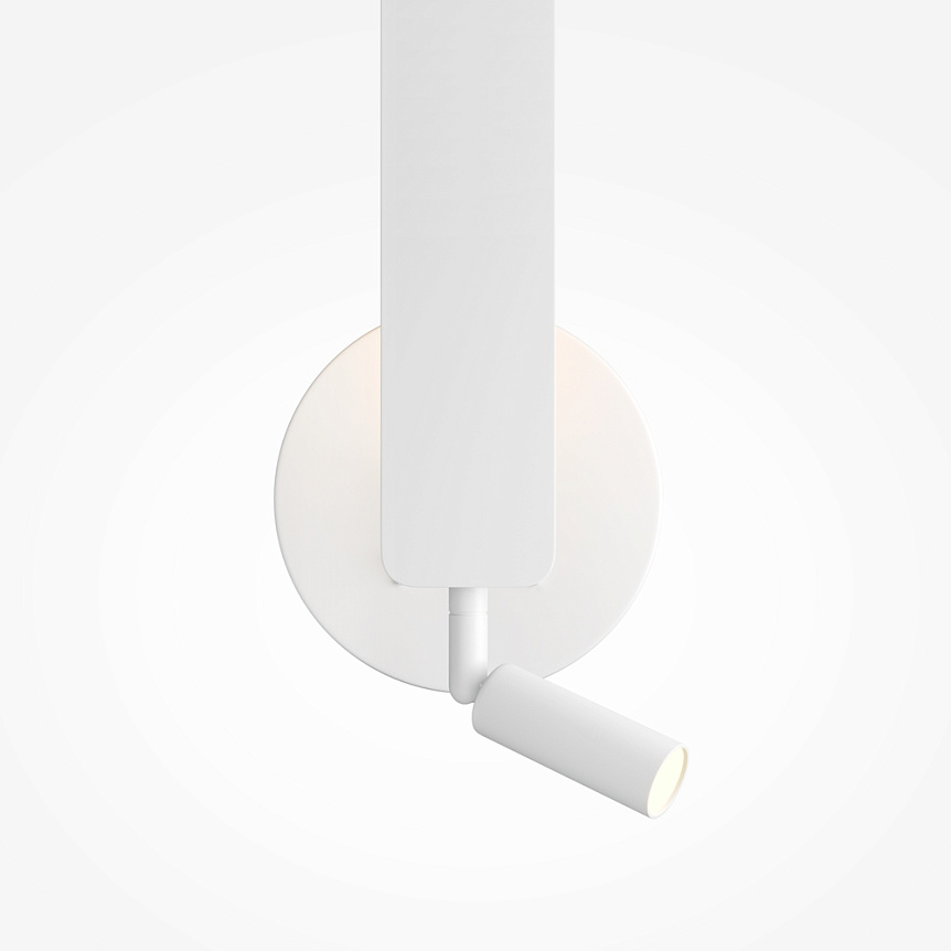 Combo 52cm Wit leeslamp Van Maytoni - Het verspreidt een zacht, indirect licht naar de muur en heeft bovendien een beweegbare spot - Ideaal als bedlamp in de slaapkamer.