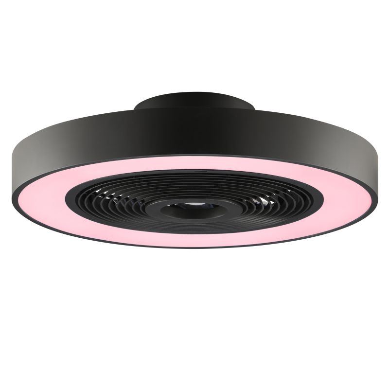 Catania Ø48 Zwart Van Brilliant - De ventilator is ook uitgerust met IC-RGB-technologie die zorgt voor zachte kleurovergangen en levendige lichteffecten voor een unieke en sfeervolle ambiance.