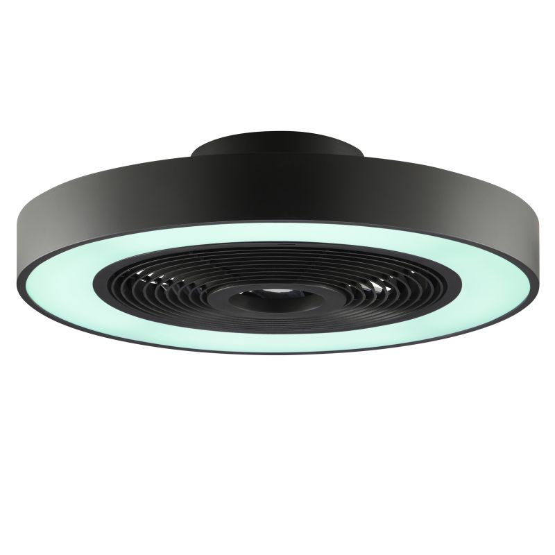 Catania Ø48 Zwart Van Brilliant - De ventilator is ook uitgerust met IC-RGB-technologie die zorgt voor zachte kleurovergangen en levendige lichteffecten voor een unieke en sfeervolle ambiance.