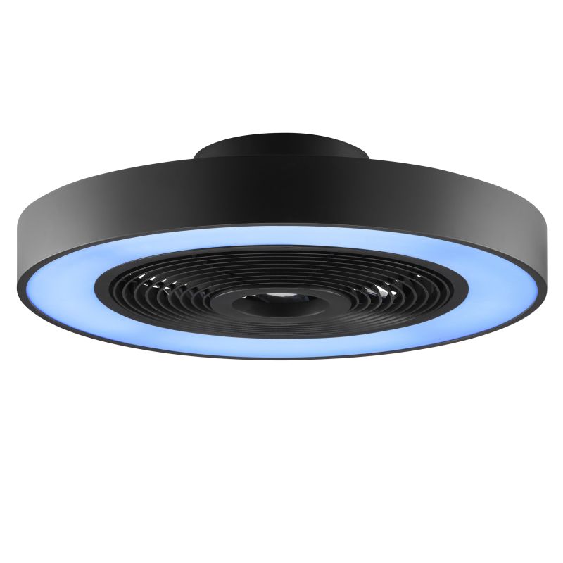 Catania Ø48 Zwart Van Brilliant - De ventilator is ook uitgerust met IC-RGB-technologie die zorgt voor zachte kleurovergangen en levendige lichteffecten voor een unieke en sfeervolle ambiance.