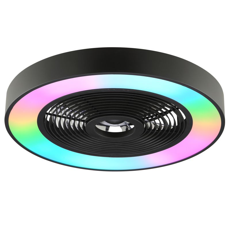 Catania Ø48 Zwart Van Brilliant - De ventilator is ook uitgerust met IC-RGB-technologie die zorgt voor zachte kleurovergangen en levendige lichteffecten voor een unieke en sfeervolle ambiance.
