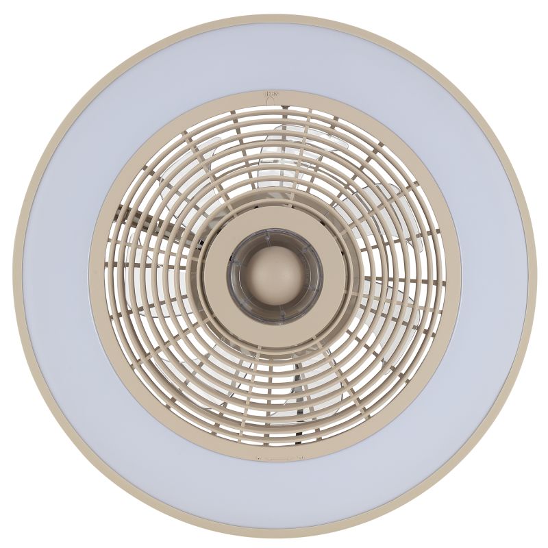 Catania Ø48 Beige Van Brilliant - In de zomer cre&euml;ert de ventilator een verkoelend briesje, terwijl de omgekeerde winterfunctie helpt om de warme lucht gelijkmatig in de kamer te verdelen voor meer comfort en energie-effici&euml;ntie.