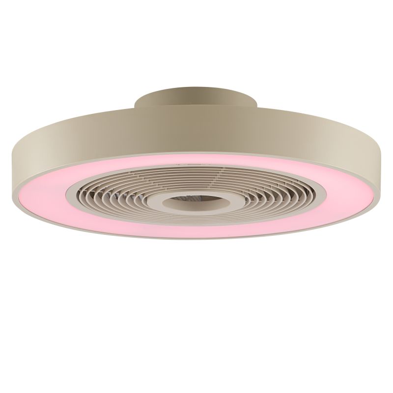 Catania Ø48 Beige Van Brilliant - In de zomer cre&euml;ert de ventilator een verkoelend briesje, terwijl de omgekeerde winterfunctie helpt om de warme lucht gelijkmatig in de kamer te verdelen voor meer comfort en energie-effici&euml;ntie.