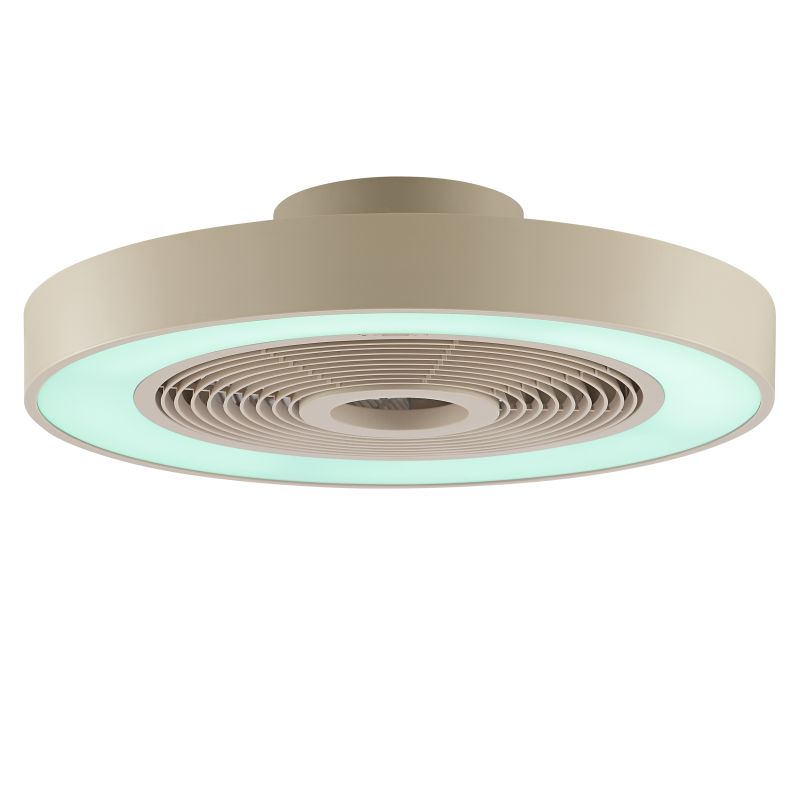 Catania Ø48 Beige Van Brilliant - In de zomer cre&euml;ert de ventilator een verkoelend briesje, terwijl de omgekeerde winterfunctie helpt om de warme lucht gelijkmatig in de kamer te verdelen voor meer comfort en energie-effici&euml;ntie.