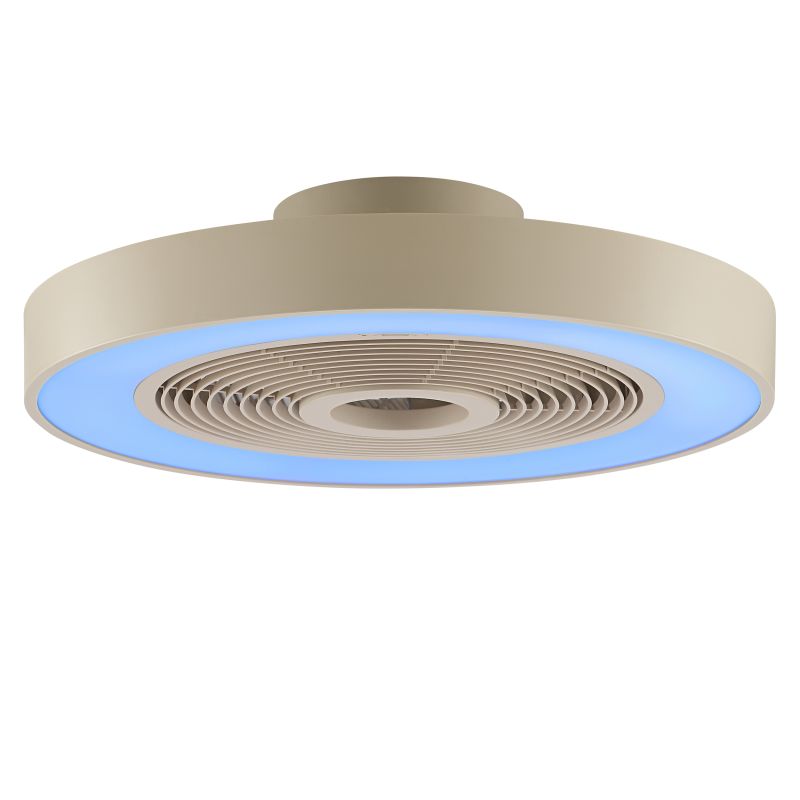 Catania Ø48 Beige Van Brilliant - In de zomer cre&euml;ert de ventilator een verkoelend briesje, terwijl de omgekeerde winterfunctie helpt om de warme lucht gelijkmatig in de kamer te verdelen voor meer comfort en energie-effici&euml;ntie.