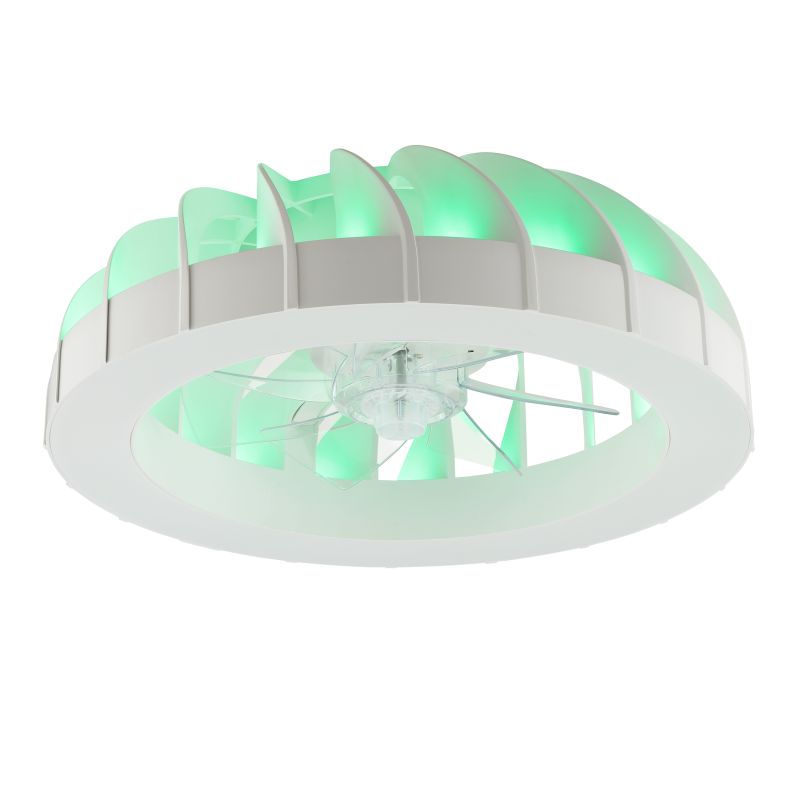 Fanora Ø46 Wit Van Brilliant - In de zomer zorgt de ventilator voor verkoelende luchtcirculatie, terwijl de omgekeerde functie in de winter helpt om de warme lucht gelijkmatig door de kamer te verdelen en kan bijdragen aan een lager energieverbruik.