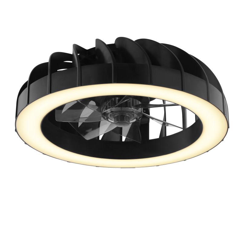 Fanora Ø46 Zwart Van Brilliant - In de zomer zorgt de ventilator voor verkoelende luchtcirculatie, terwijl de omgekeerde functie in de winter helpt om de warme lucht gelijkmatig door de kamer te verdelen en kan bijdragen aan een lager energieverbruik.