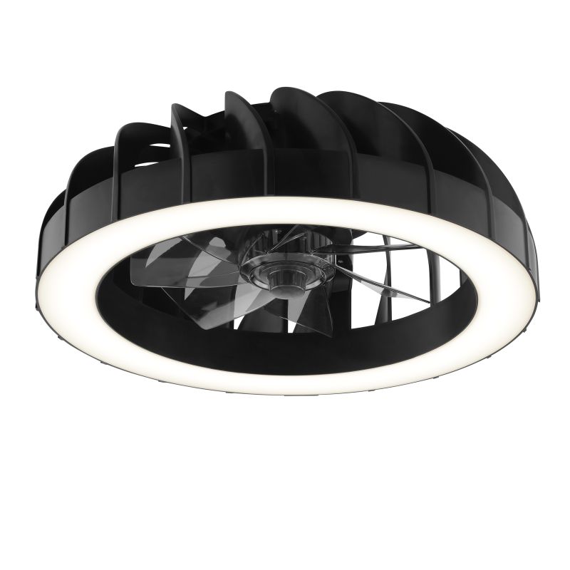 Fanora Ø46 Zwart Van Brilliant - In de zomer zorgt de ventilator voor verkoelende luchtcirculatie, terwijl de omgekeerde functie in de winter helpt om de warme lucht gelijkmatig door de kamer te verdelen en kan bijdragen aan een lager energieverbruik.