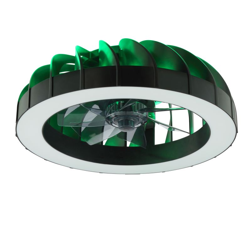 Fanora Ø46 Zwart Van Brilliant - In de zomer zorgt de ventilator voor verkoelende luchtcirculatie, terwijl de omgekeerde functie in de winter helpt om de warme lucht gelijkmatig door de kamer te verdelen en kan bijdragen aan een lager energieverbruik.