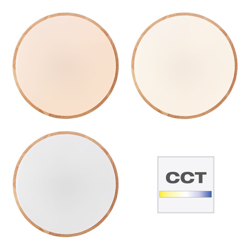 Slimline Ø50 Hout plafondlamp Van Brilliant - Met een lichtsterkte van 3800 lumen zorgt hij voor optimale verlichting en met de CCT-functie kunt u de kleurtemperatuur aanpassen van warmwit tot daglichtwit.