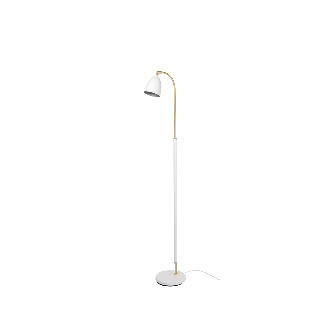 Deluxe Wit/messing vloerlamp Van Belid - De combinatie van wit en messing geeft de lamp een luxe uitstraling en een moderne touch die het interieur opfleurt.