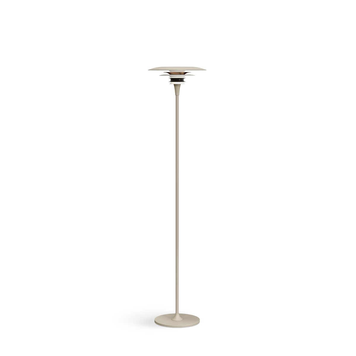 Diablo Ø30 Zand/brons vloerlamp Van Belid - De lamp is verkrijgbaar in diverse kleurcombinaties, met name in een opvallende mix van zandbeige en brons, wat een moderne en tegelijkertijd dramatische uitstraling geeft.
