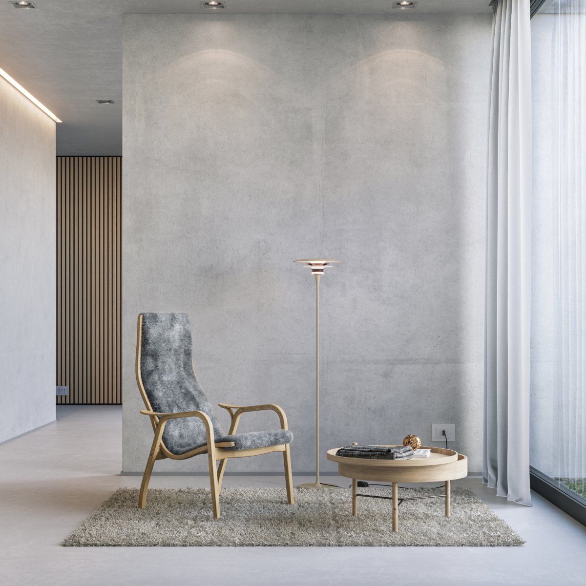 Diablo Ø30 Zand/brons vloerlamp Van Belid - De lamp is verkrijgbaar in diverse kleurcombinaties, met name in een opvallende mix van zandbeige en brons, wat een moderne en tegelijkertijd dramatische uitstraling geeft.