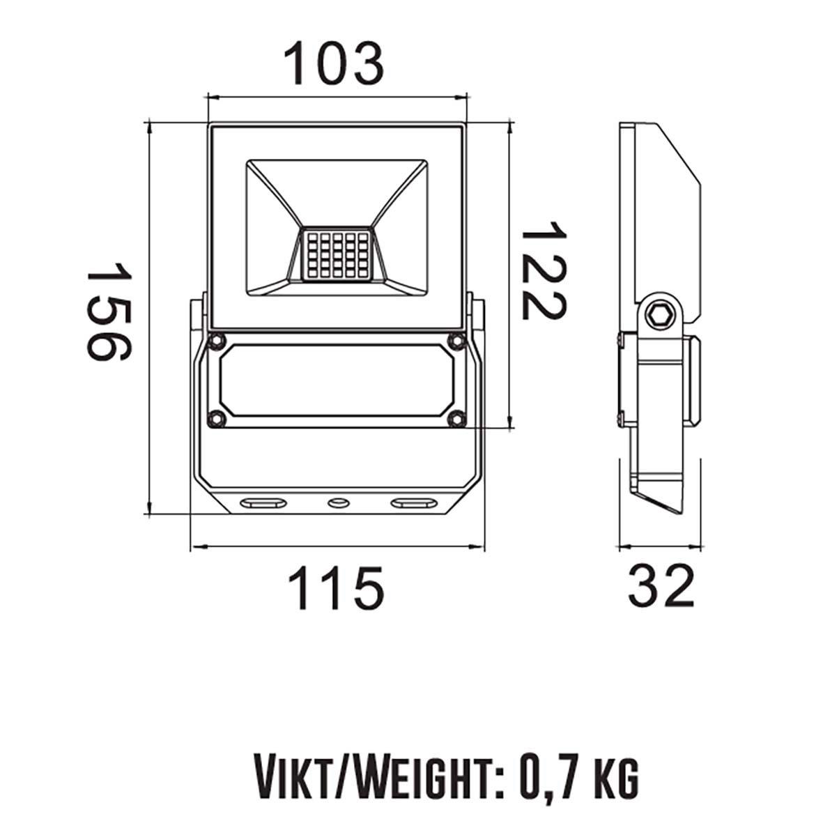 Elly schijnwerper 10W Zwart Van Designlight - Deze LED-armatuur heeft een vermogen van 10 W en levert een lichtstroom van circa 1000-1100 lumen, wat overeenkomt met een rendement van circa 100 lm/W.