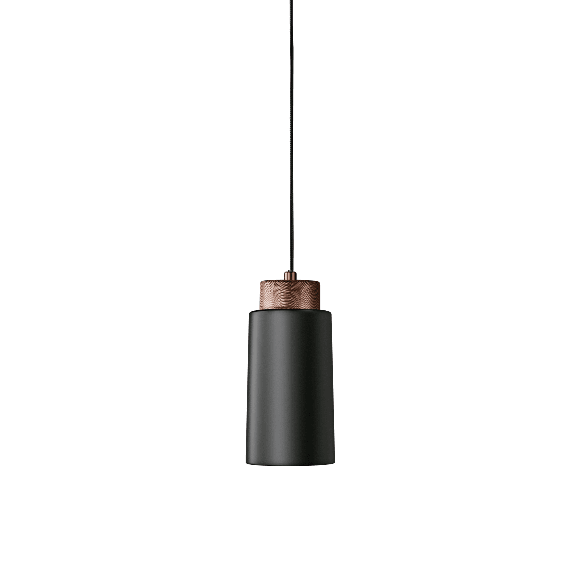  Edge Ø12 Zwart hanglamp Van Herstal - Ontdek het elegante en industri&euml;le design van de Edge hanglamp in het zwart met koperen details.
