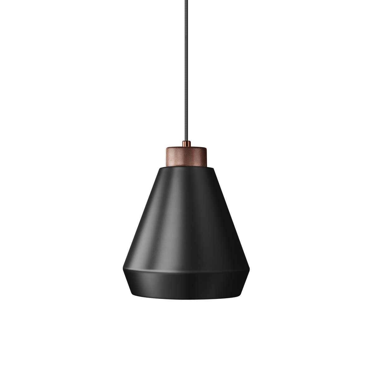  Edge Ø25 Zwart hanglamp Van Herstal - Ontdek het elegante en industri&euml;le design van de Edge hanglamp in het zwart met koperen details.