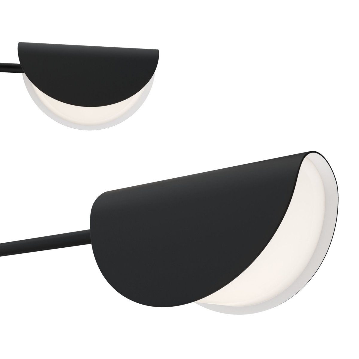 Mollis 125cm Zwart hanglamp Van Maytoni - Gemaakt van zwart metaal met zachte, gevormde koepels en verborgen lichtbronnen onder een diffuser van acryl, die een subtiel en aangenaam licht verspreidt.