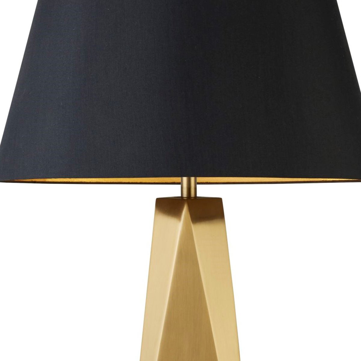 Maldon 58cm Goud tafellamp Van Searchlight - De goudkleurige prismabasis is afgewerkt met een moderne zwarte kap met goudkleurige binnenkant, wat een vleugje glamour toevoegt aan uw huis.