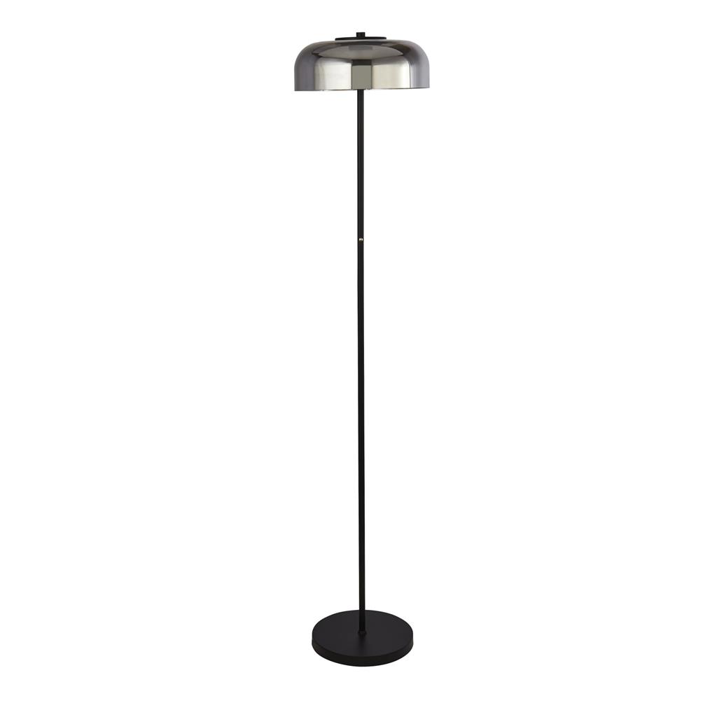 Frisbee Zwart vloerlamp Van Searchlight - De lamp heeft een soepele aanraakfunctie en is voorzien van een geïntegreerde 3-staps dimmer, zodat u de helderheid eenvoudig kunt aanpassen aan uw stemming en behoeften.