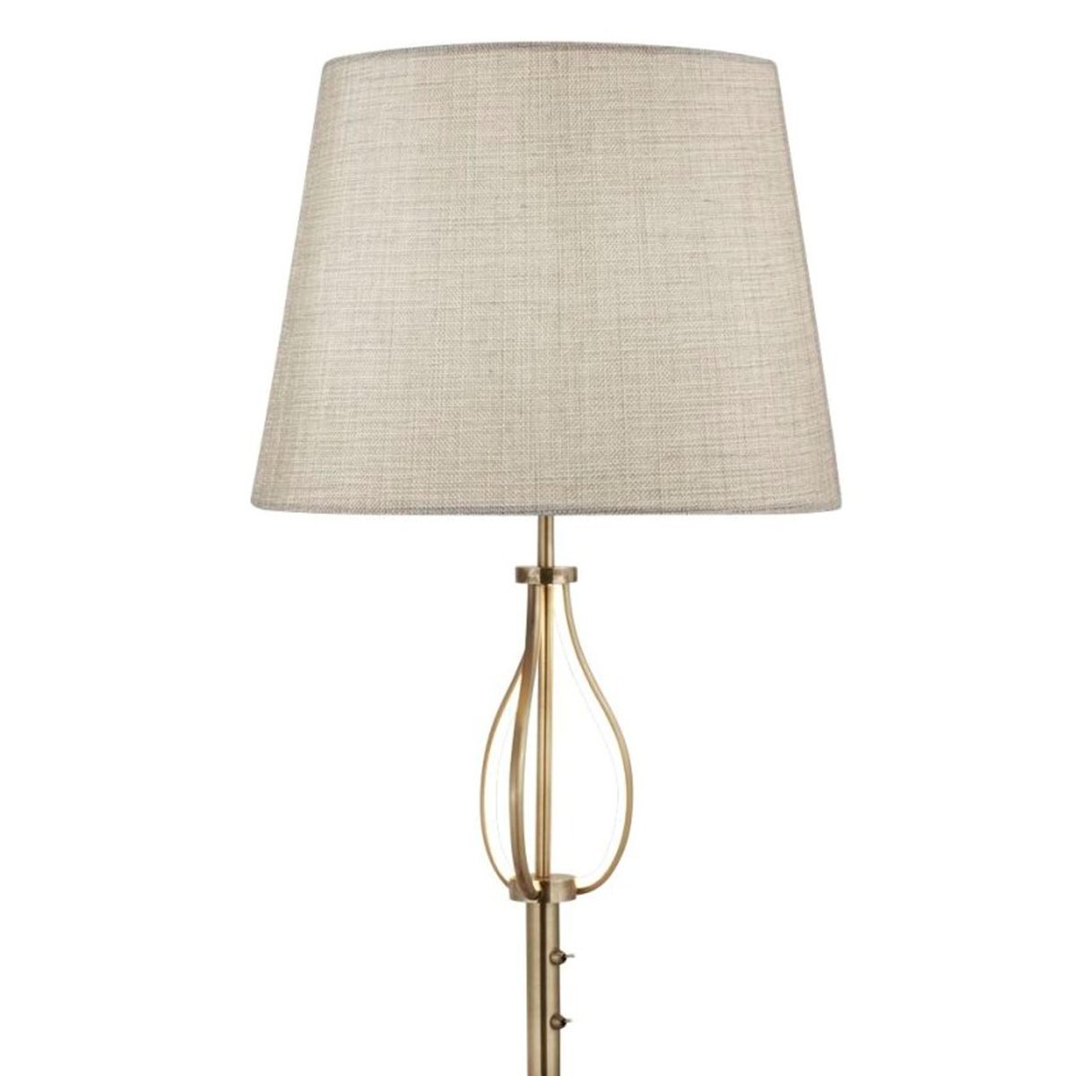 Vegas Antiek messing vloerlamp Van Searchlight - Dankzij de antieke messing afwerking en stijlvolle, op linnen geïnspireerde lampenkap verspreidt de lamp zacht en aangenaam licht, wat een warme sfeer in uw huis creëert.