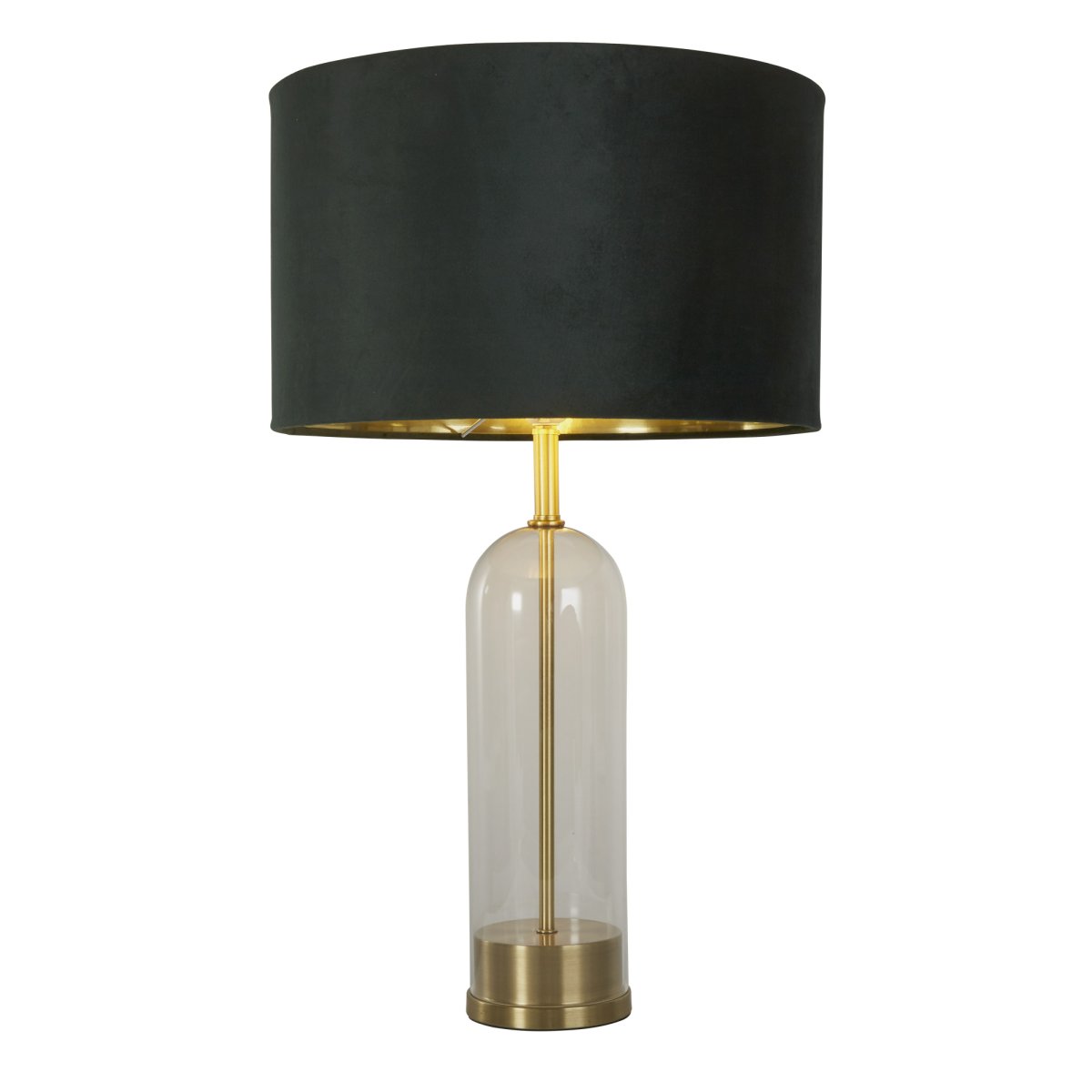 Oxford 44cm Groente tafellamp Van Searchlight - De luxe groene fluwelen kap met goudkleurige binnenkant geeft de lamp een elegante en stijlvolle uitstraling, perfect voor in de slaapkamer of woonkamer.