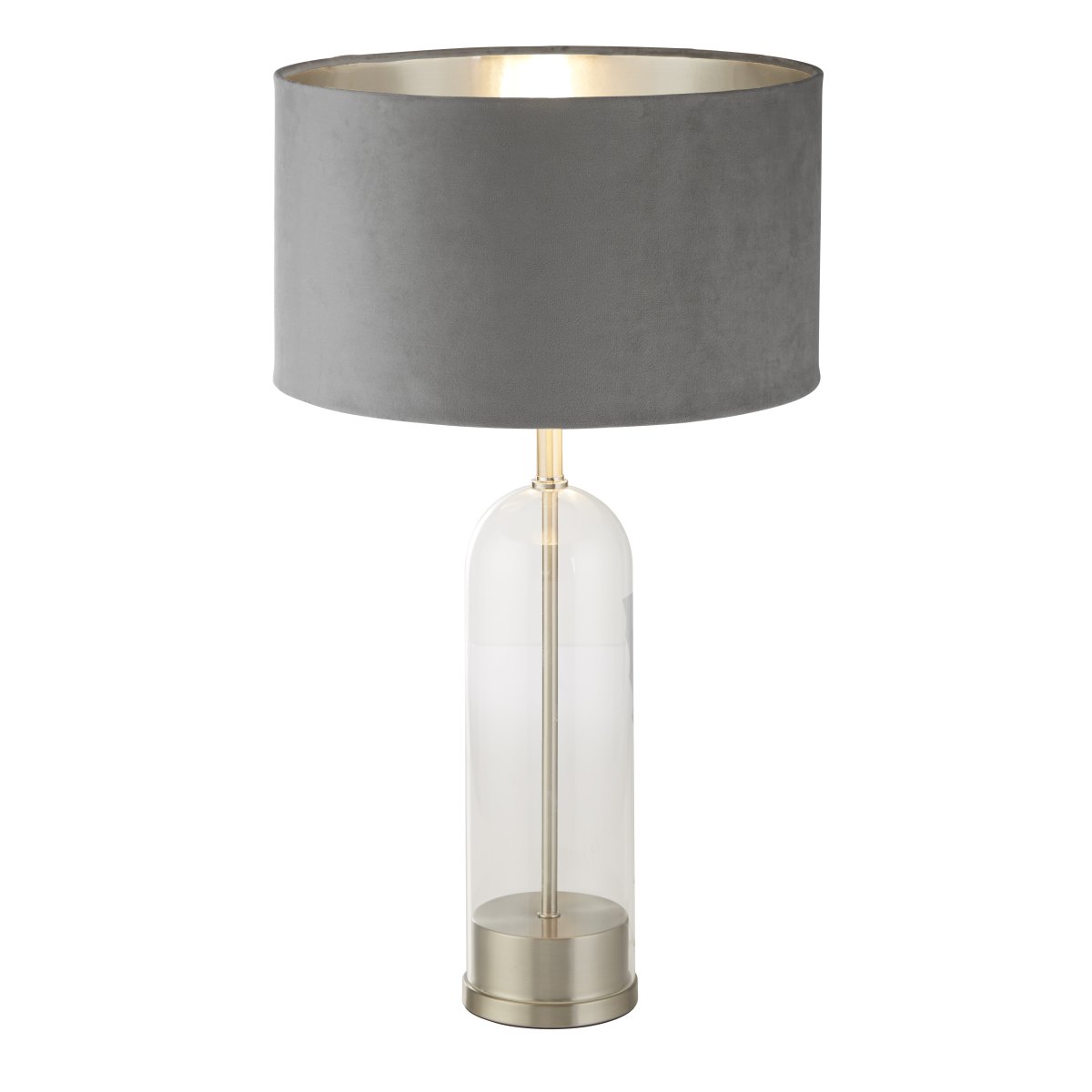 Oxford 44cm Grijs tafellamp Van Searchlight - De stijlvolle vorm van het scherm zorgt voor een uitgebalanceerd ontwerp dat zowel in traditionele als moderne interieurs past.