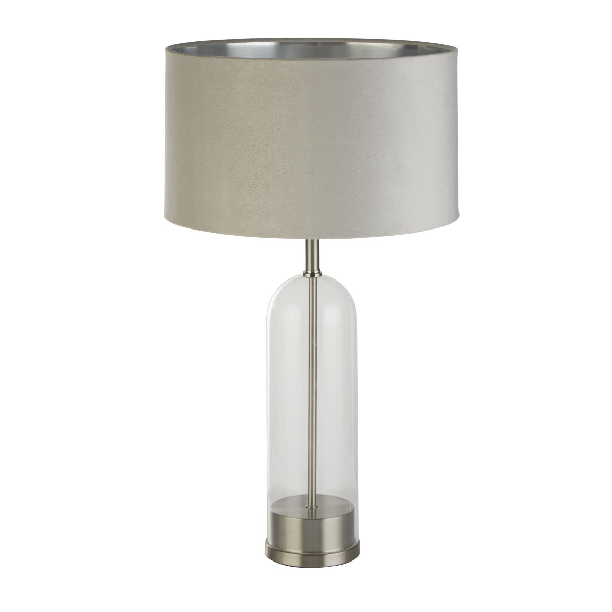 Oxford 44cm Grijs tafellamp Van Searchlight - De stijlvolle vorm van het scherm zorgt voor een uitgebalanceerd ontwerp dat zowel in traditionele als moderne interieurs past.